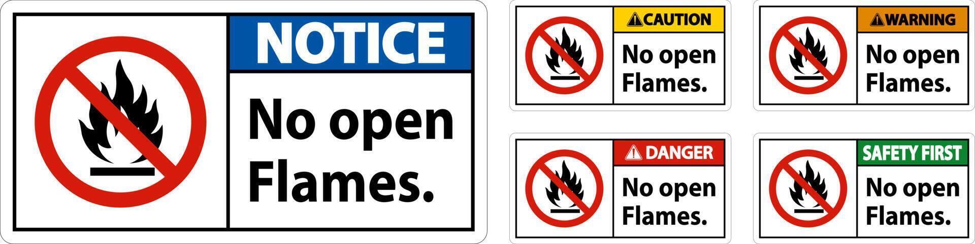 No Open Flames Label Sign On White Background vector