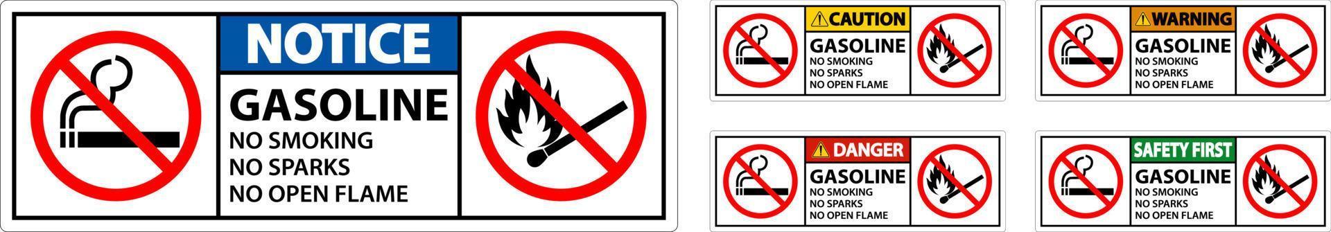 Gasolina Prohibido Fumar Chispas O Signo De Llamas Abiertas vector