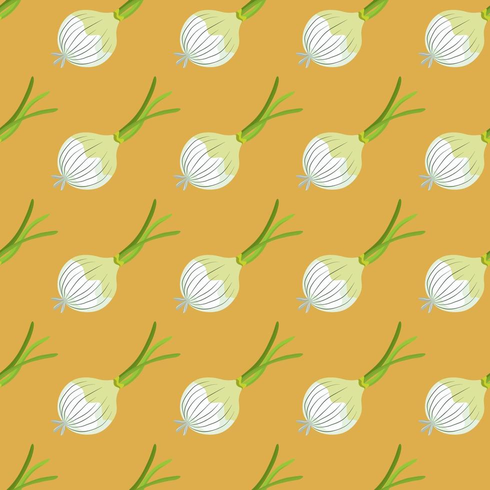 Hand drawn onion bulb seamless pattern. Onion in doodle style endless wallpaper. vector