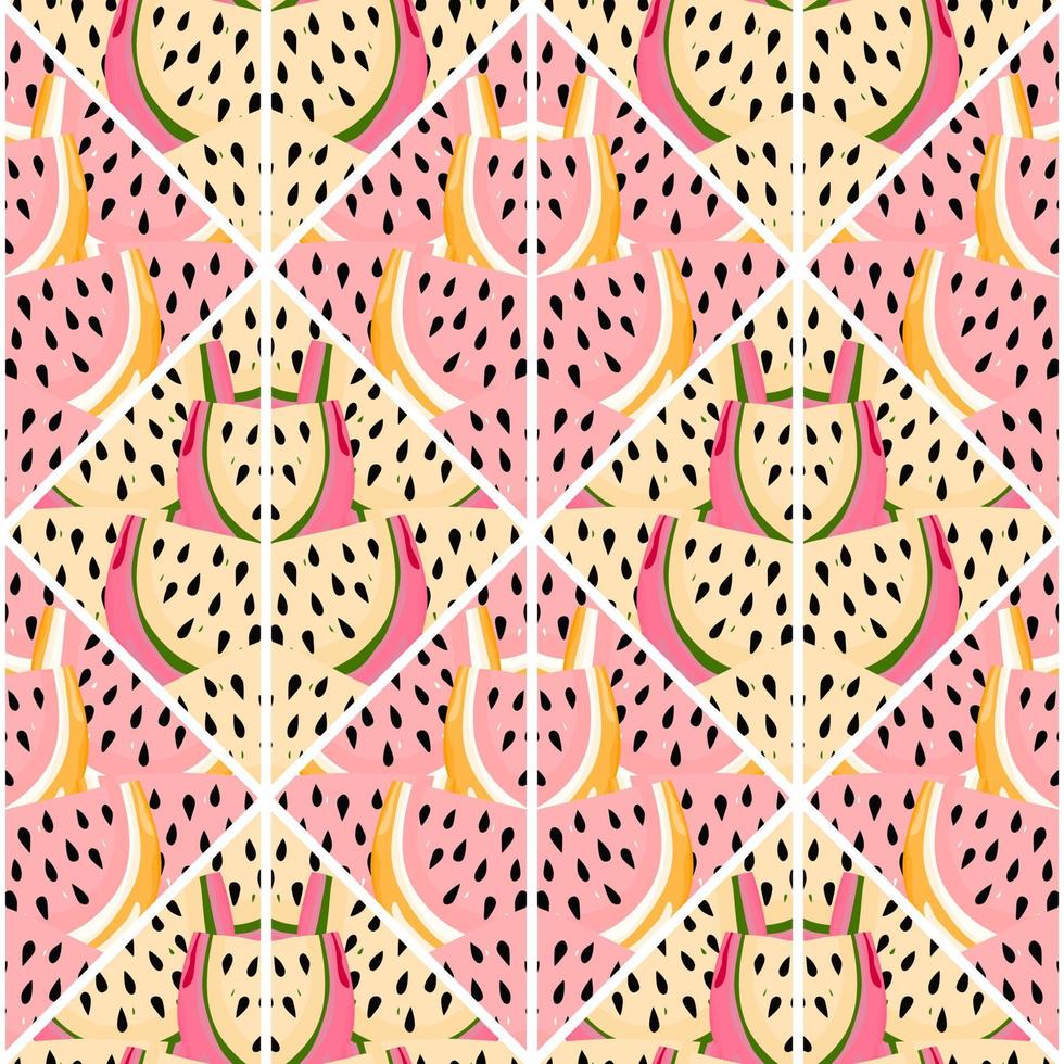 Creative skin endless wallpaper. Abstract watermelon slices mosaic seamless pattern. vector