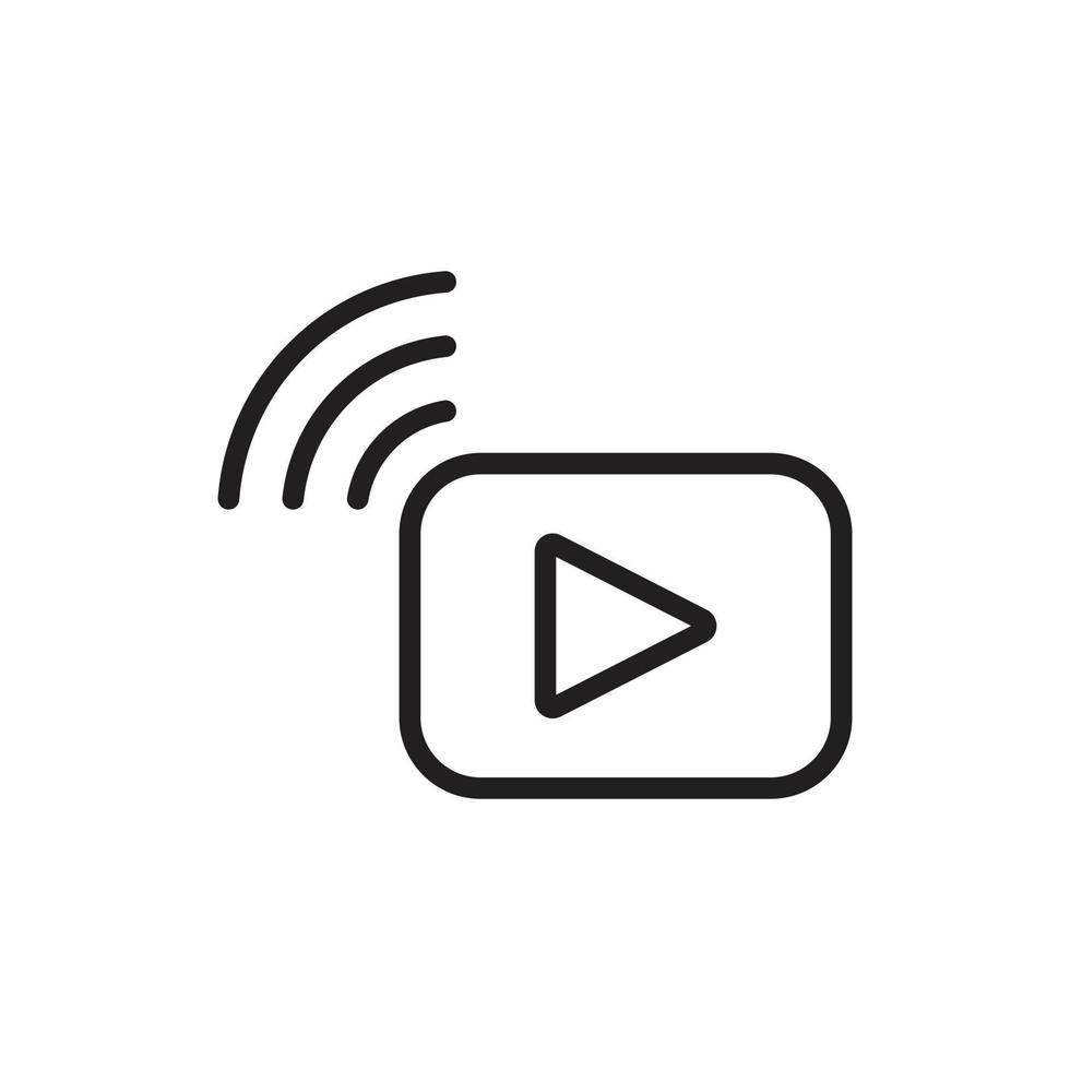 eps10 vector negro transmisión de video en vivo o icono de transmisión aislado en fondo blanco. símbolo de educación en línea en un estilo moderno y plano simple para el diseño de su sitio web, logotipo y aplicación móvil