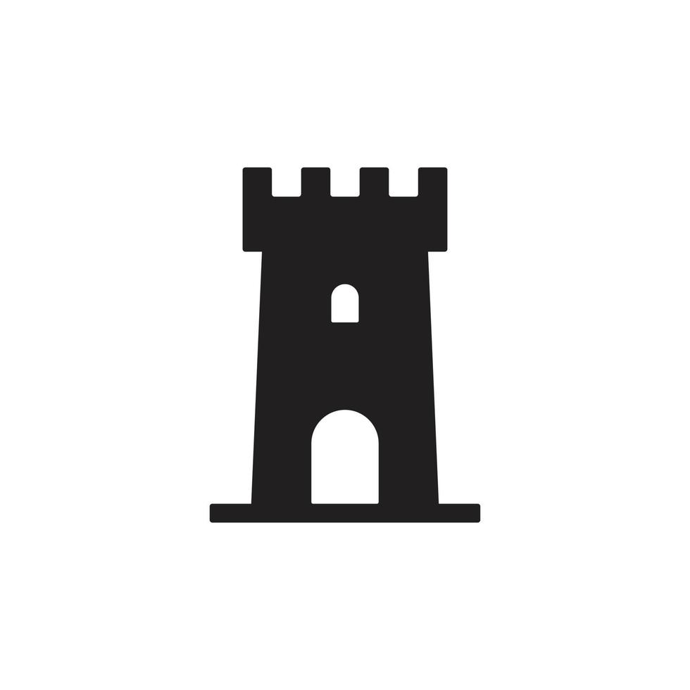 eps10 vector negro torre del castillo abstracto icono de arte sólido aislado sobre fondo blanco. símbolo de construcción de castillos en un estilo moderno y plano simple para el diseño de su sitio web, logotipo y aplicación móvil
