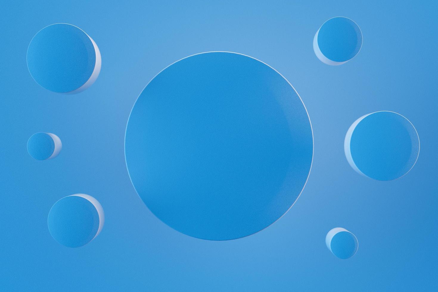 Textured blue circles shapes with backlight 3d render. photo