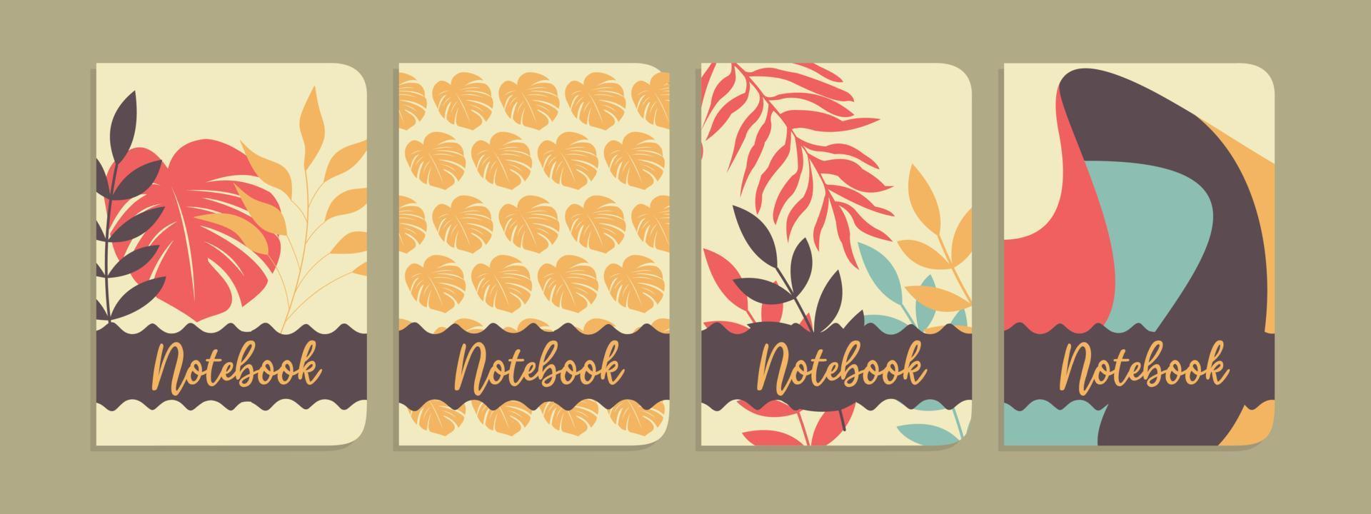 set of botanical concept cover designs. abstract background with hand drawn leaves.For notebooks, planners, brochures, books, catalogs vector