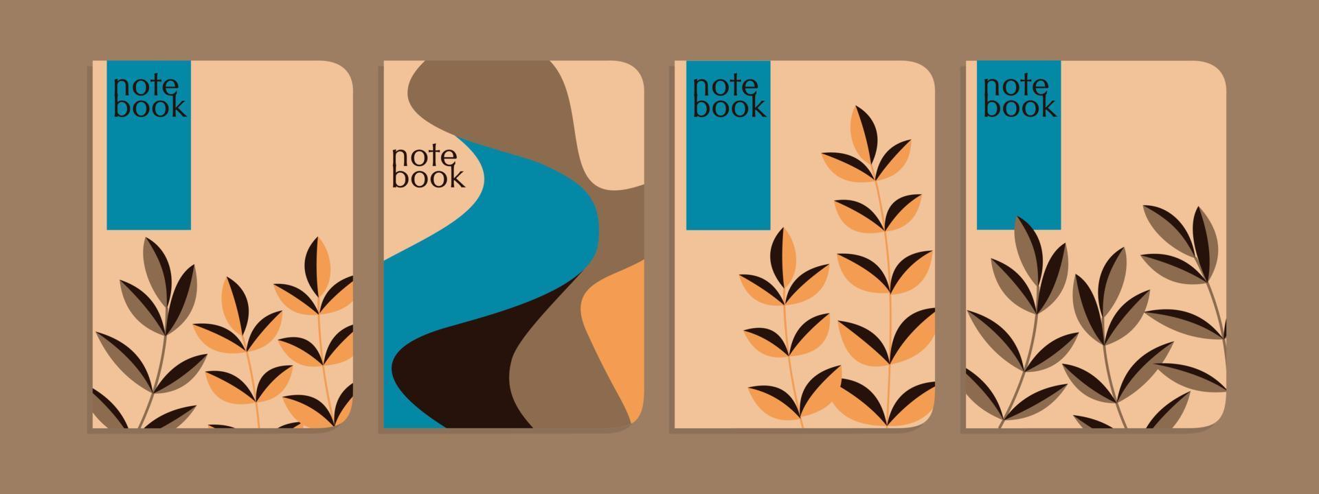 set of botanical concept cover designs. abstract background with hand drawn leaves.For notebooks, planners, brochures, books, catalogs vector