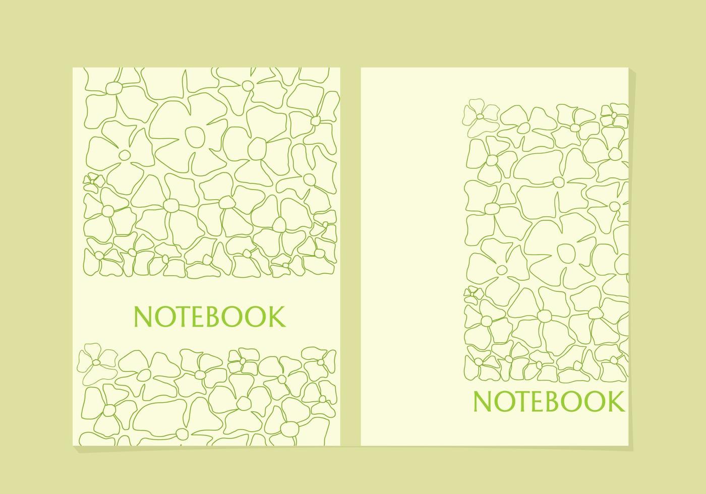 conjunto de diseños de cuadernos con flores dibujadas a mano. hermoso y lindo diseño de fondo. para portada, planificadores, folletos, libros, catálogos, diario vector