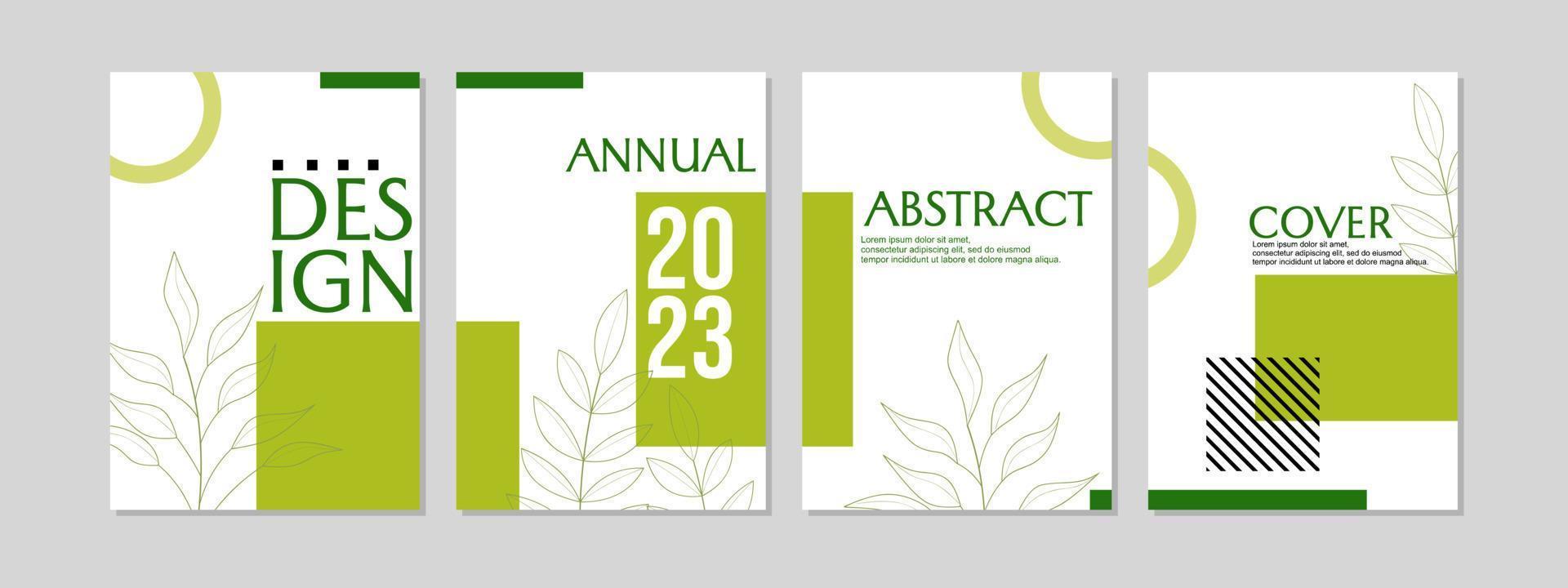 set of natural geometric cover templates. simple and modern white green design. A4 size layout. for annual reports, journals, presentations, catalogs, notebooks vector