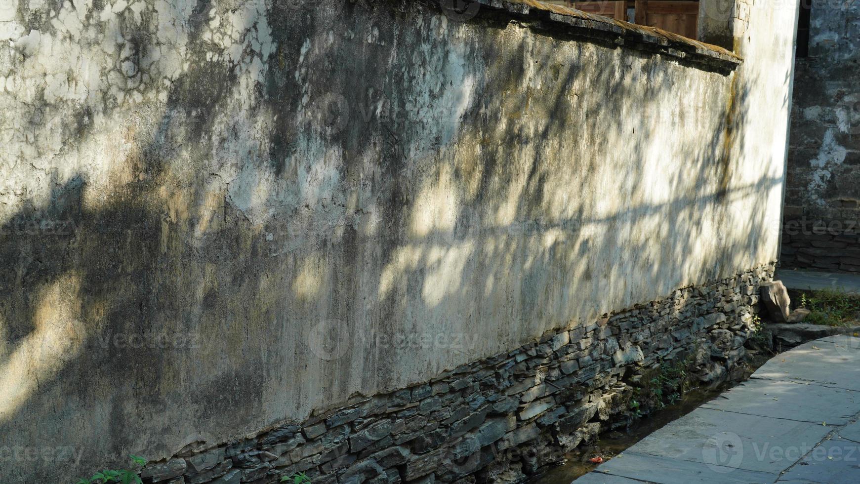 la hermosa vista del pueblo chino tradicional con la arquitectura clásica y árboles verdes frescos como fondo foto