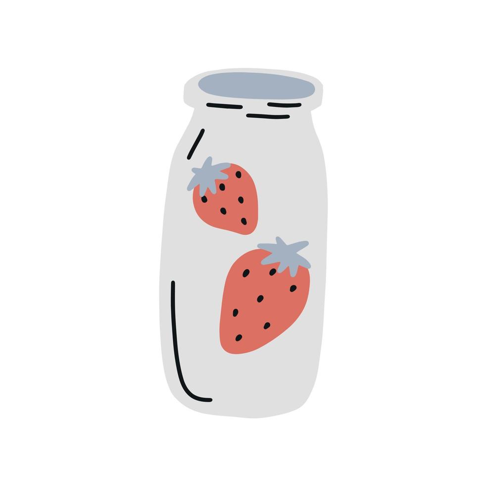 Strawberry Yogurt. Hand drawn simple vector illustration