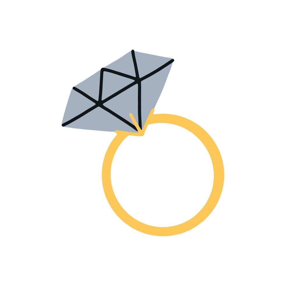 Diamond ring. Hand drawn simple vector illustration