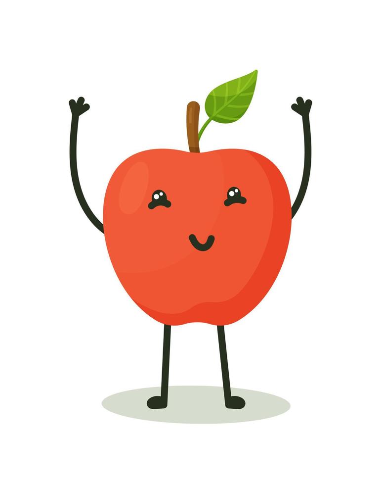 divertido personaje de manzana roja con cara. vector