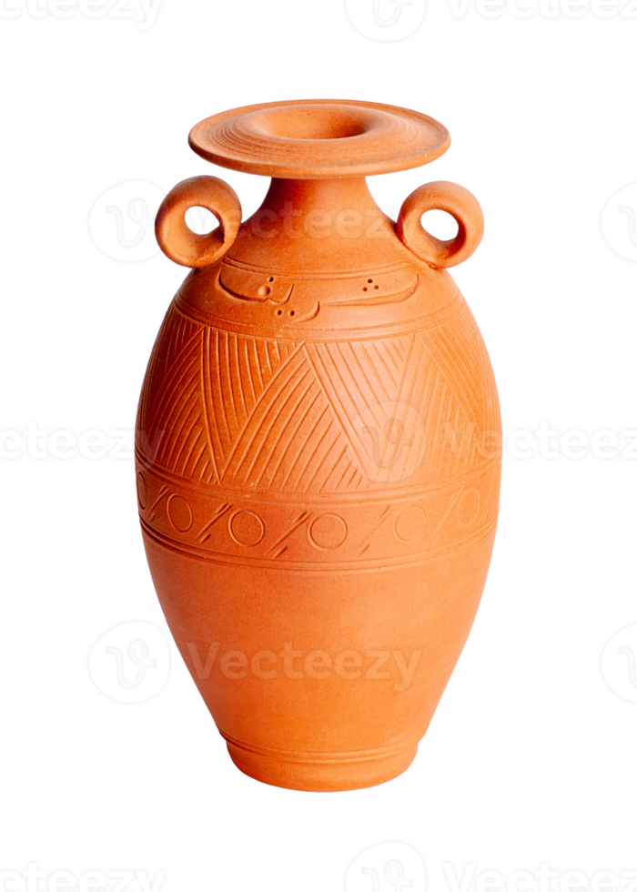 A brown clay jug isolated on a white background png