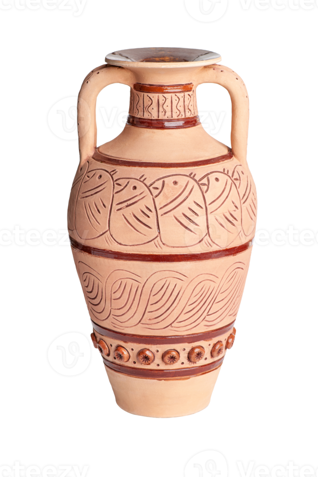 A vintage decorated ceramic jug isolated on a white background png