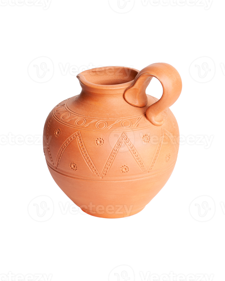 A brown clay jug isolated on a white background png