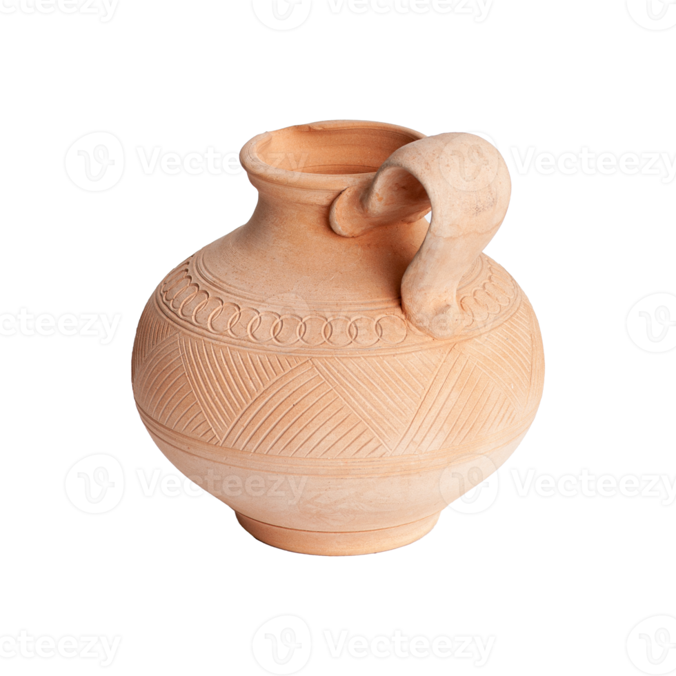 A brown clay jug isolated on a white background png