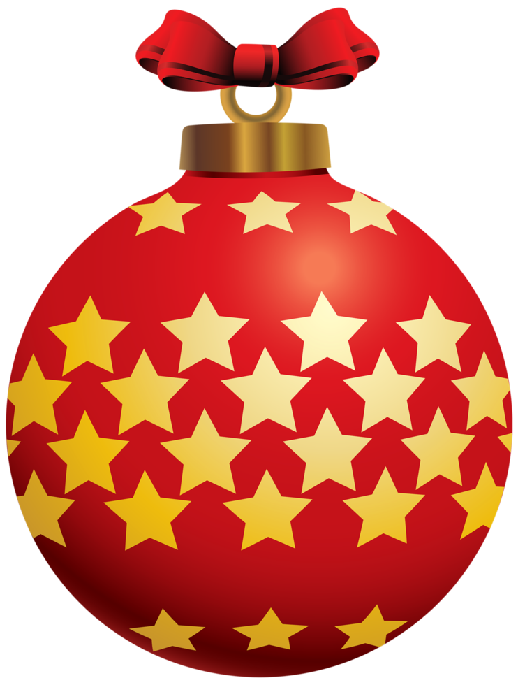 Red Christmas Ball with Stars png