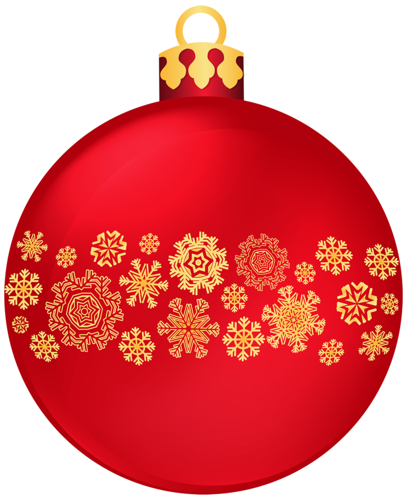 Red Christmas Ball with Snowflakes png