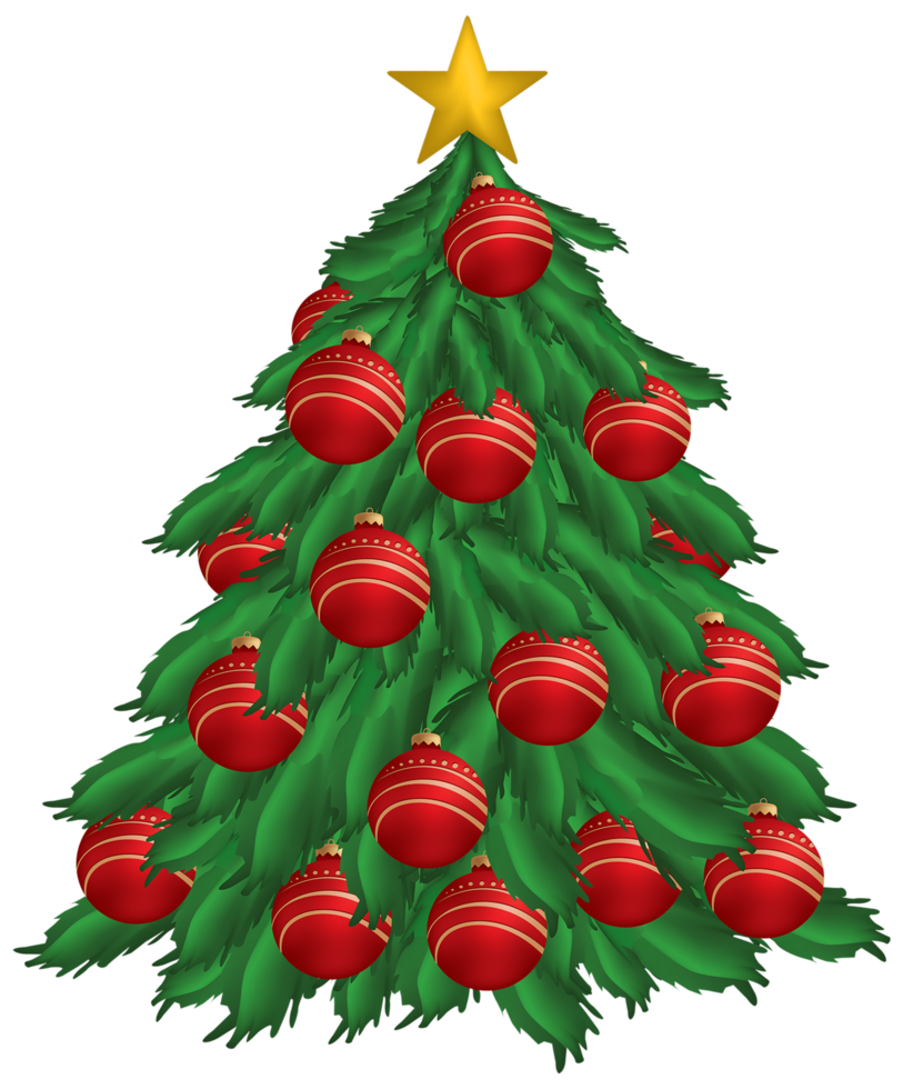 árbol de navidad con adornos navideños rojos png