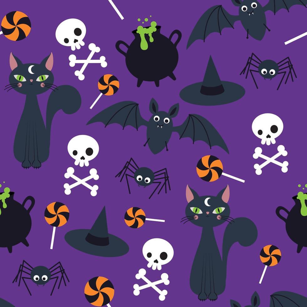 patrón para halloween sobre un fondo morado vector