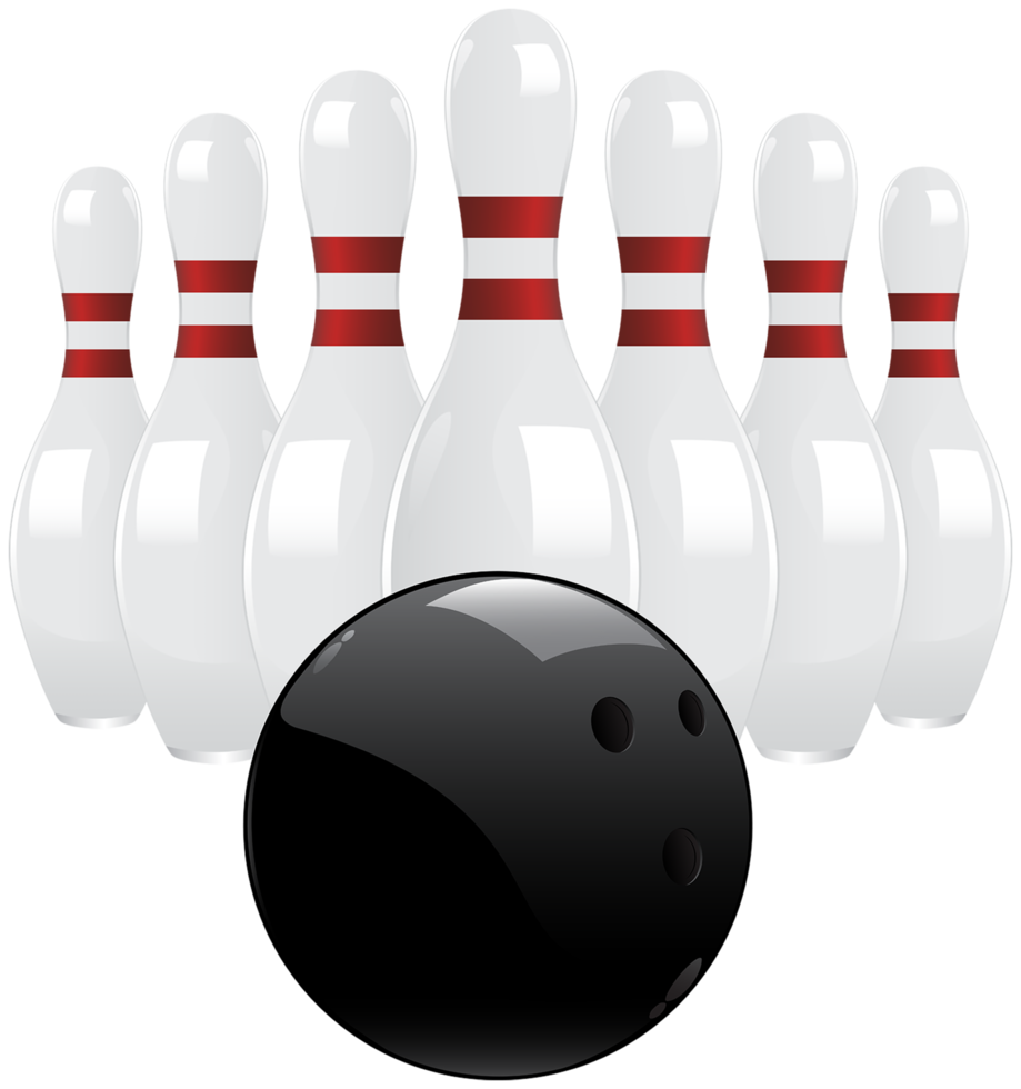 Black Bowling Ball and Pins png