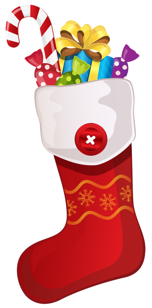 roter Weihnachtsstrumpf mit Zuckerstange png