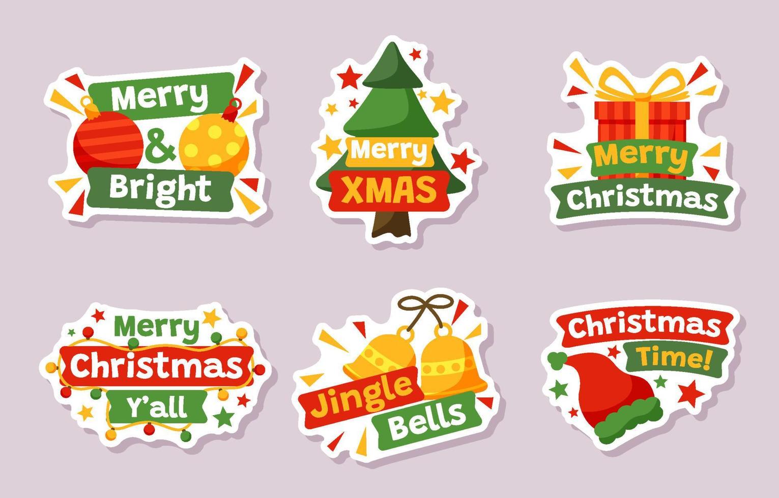 Christmas Greeting Party Sticker Collection vector
