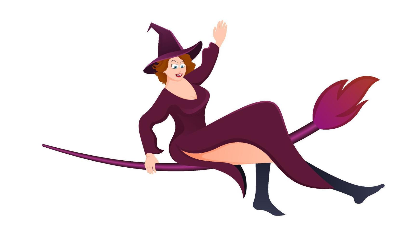 happy halloween, witch character vector illustration on white background.