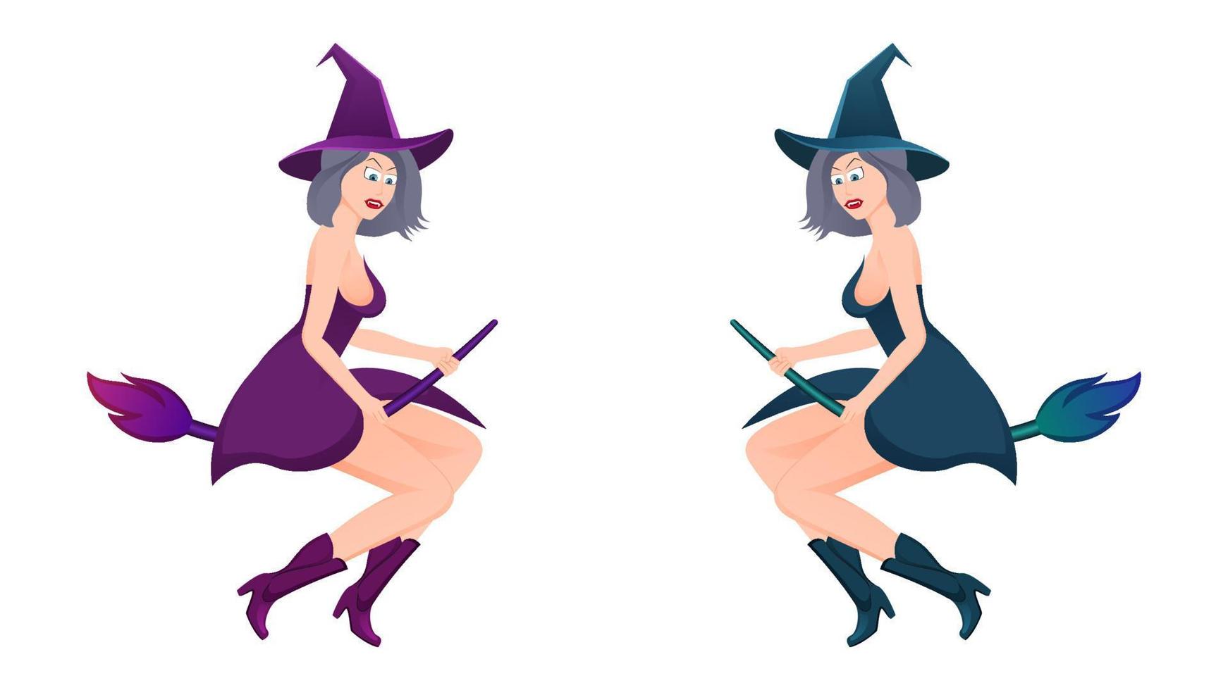 happy halloween, witch character vector illustration on white background.