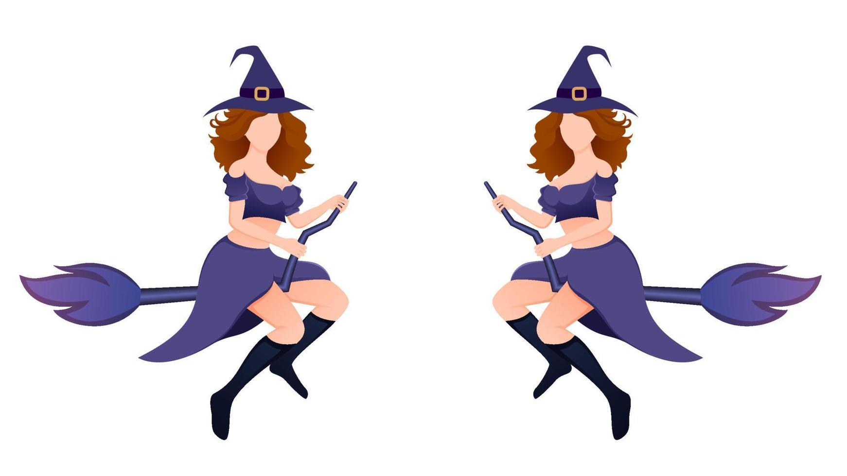 happy halloween, witch character vector illustration on white background.