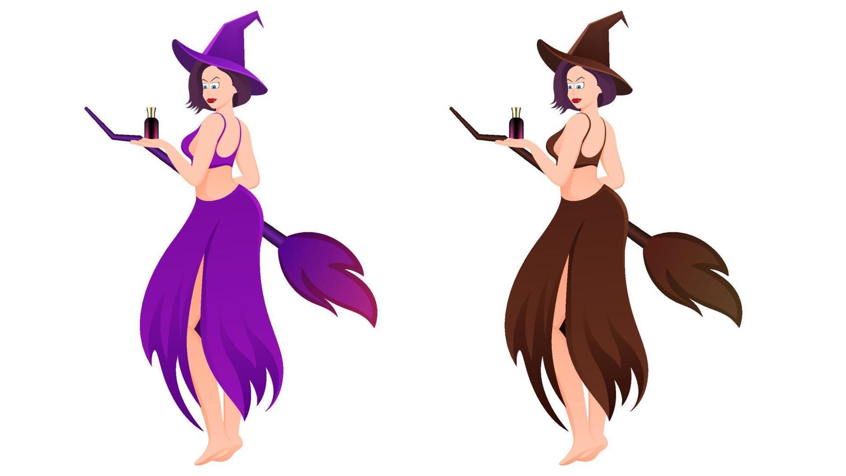 happy halloween, witch character vector illustration on white background.