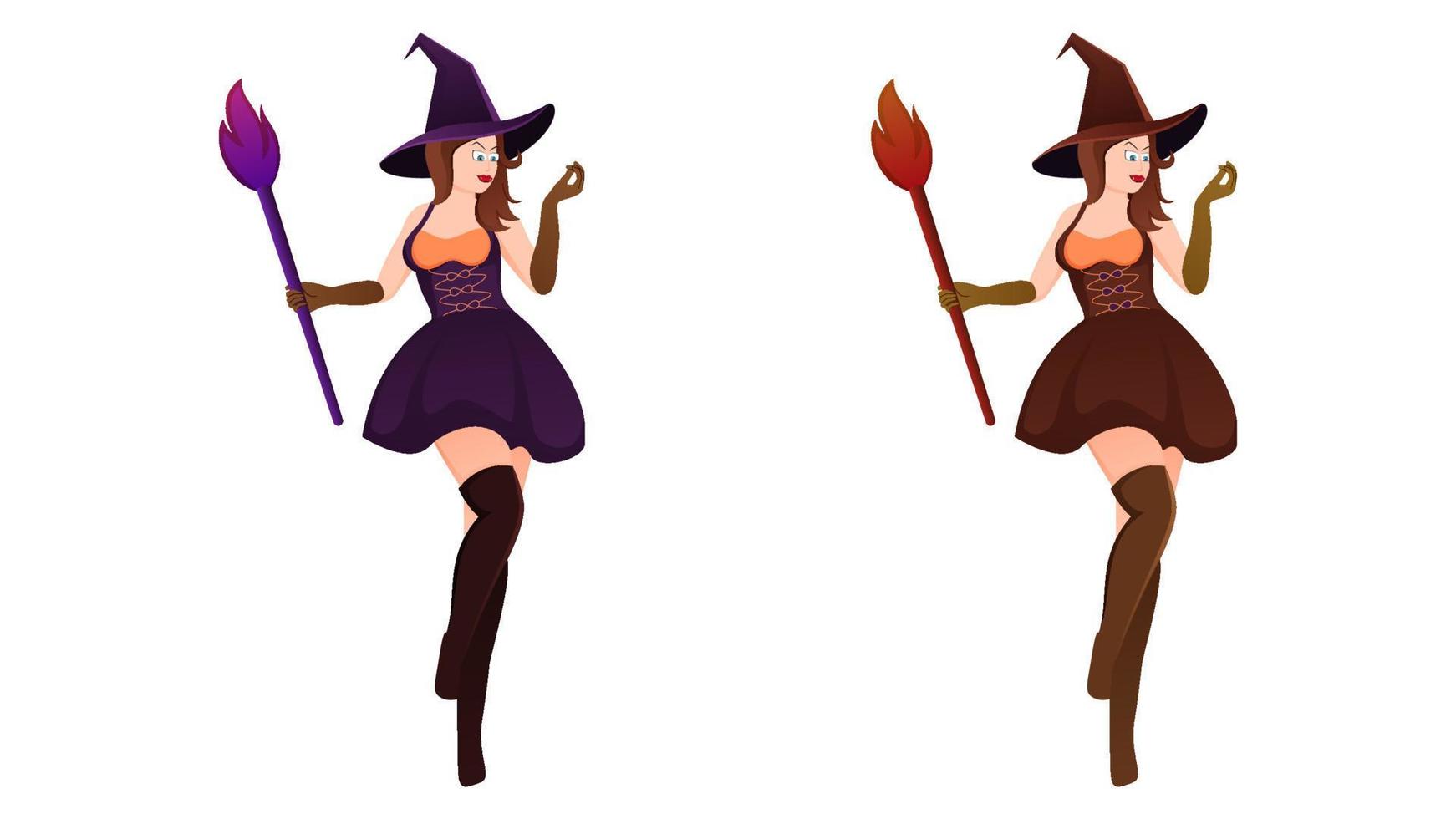 happy halloween, witch character vector illustration on white background.