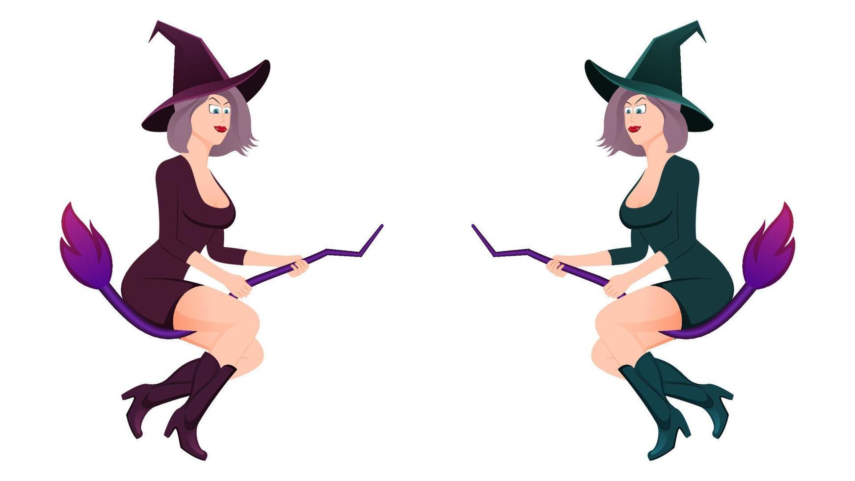 happy halloween, witch character vector illustration on white background.