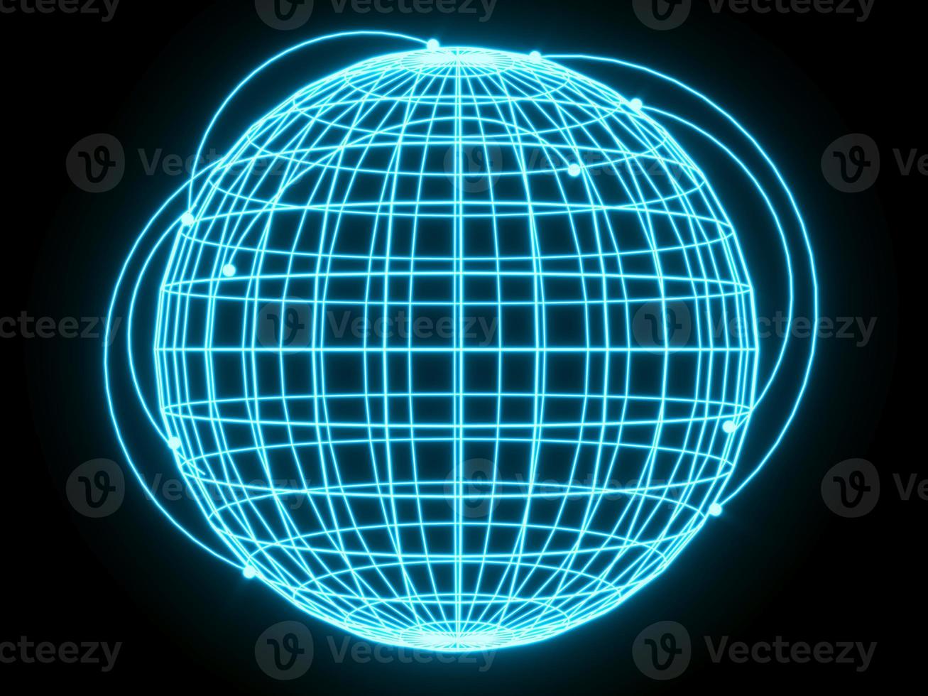 3D Rendering Illustration Sphere Glowing neon light   for future premium product and technology business finance photo