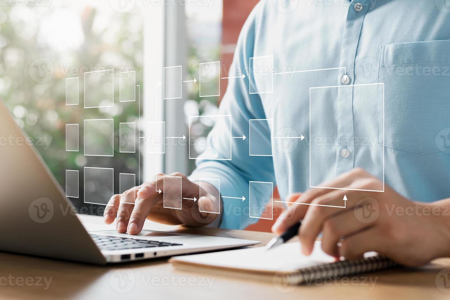 Business process Workflows and flowcharts, business hierarchy The relationship of positional order in the work of team members, managing the organization's hierarchical processing. photo