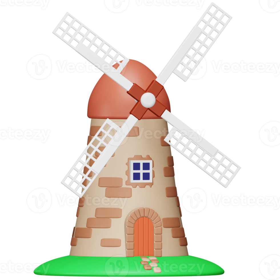 Windmill 3d rendering isometric icon. png