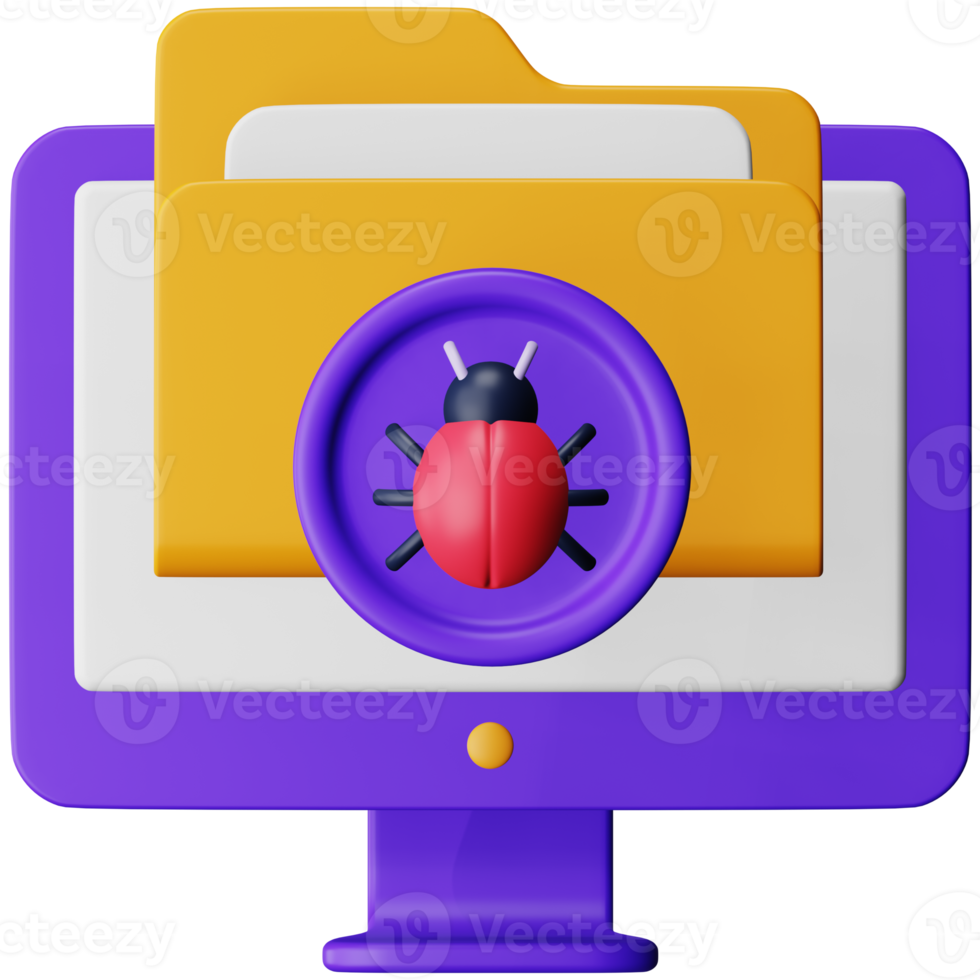 Folder virus 3d rendering isometric icon. png