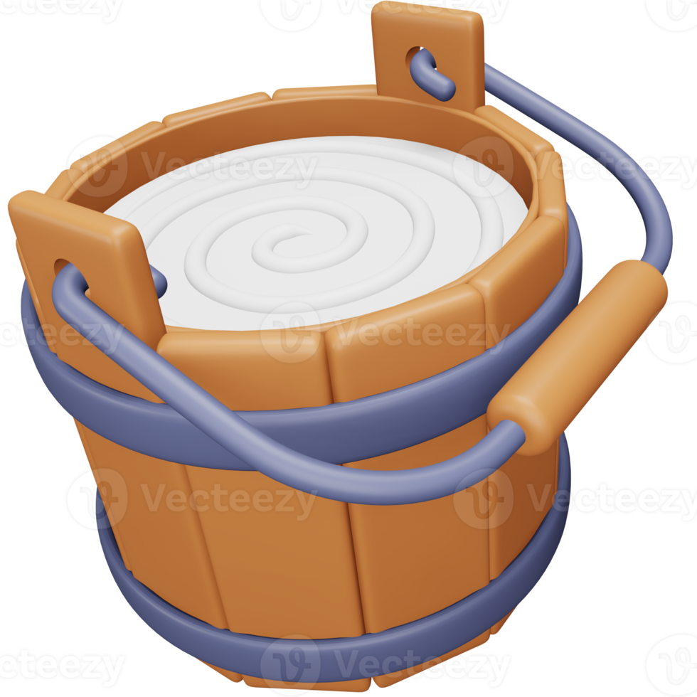 Milk bucket 3d rendering isometric icon. png