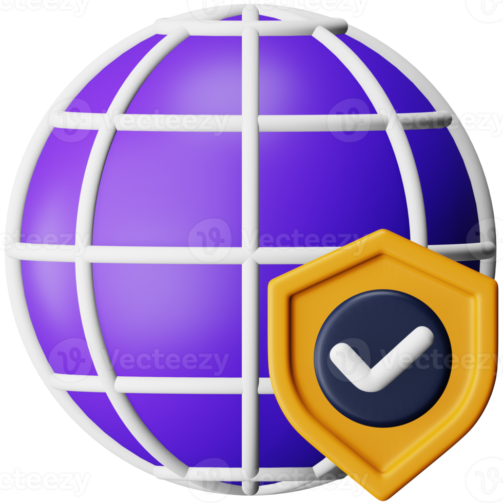 Global protection 3d rendering isometric icon. png