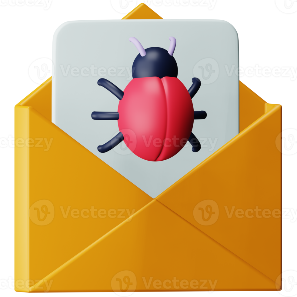 Spam email virus 3d rendering isometric icon. png