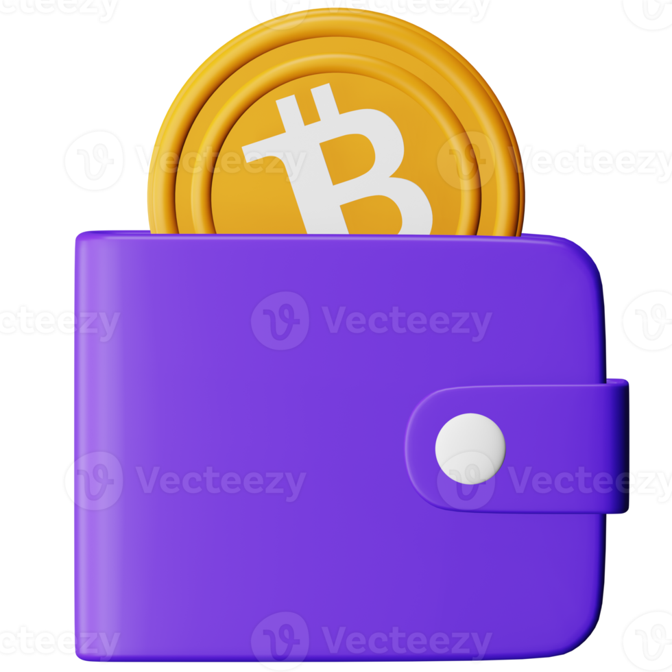 Bitcoin Wallet 3D-Rendering isometrisches Symbol. png