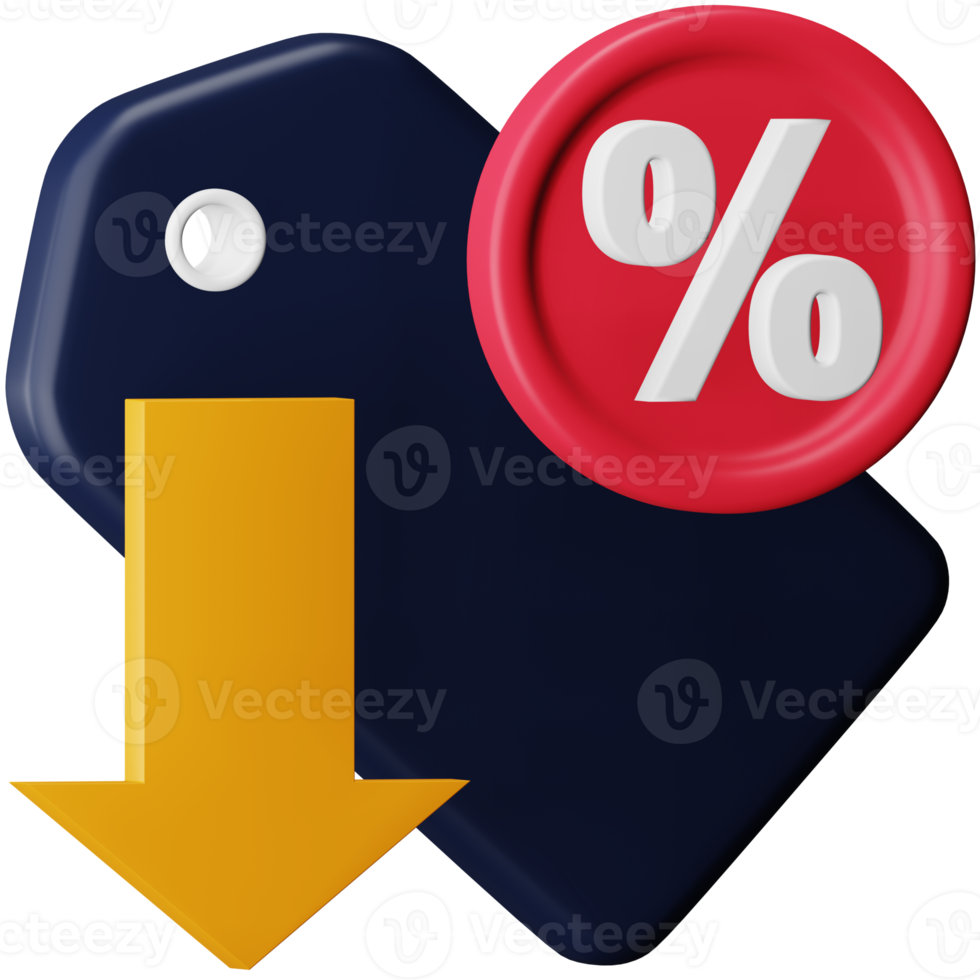 Rabatt 3D-Rendering isometrisches Symbol. png