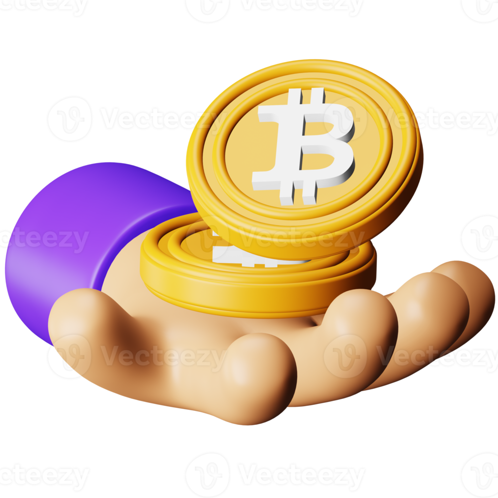 Bitcoin token 3d rendering isometric icon. png