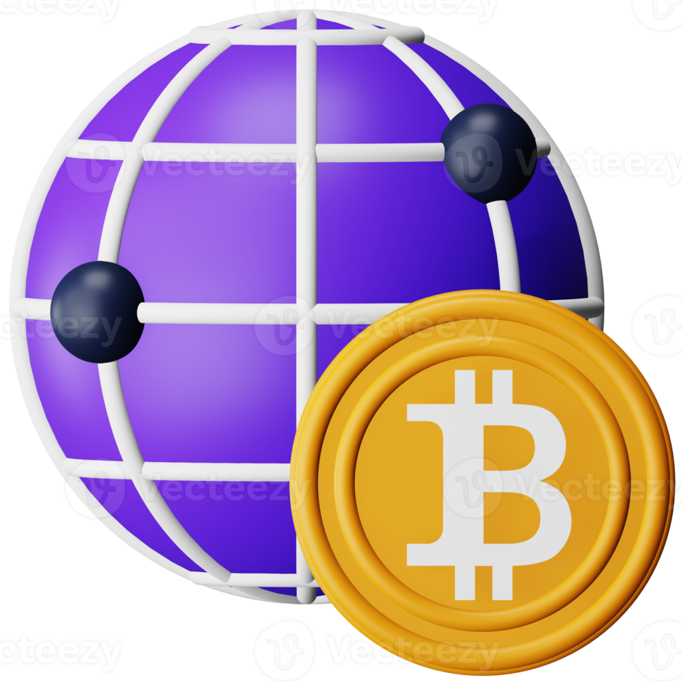 Bitcoin network 3d rendering isometric icon. png