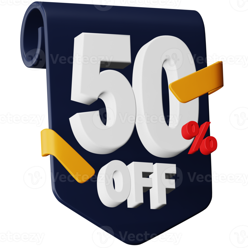 50 percent off 3d rendering isometric icon. png