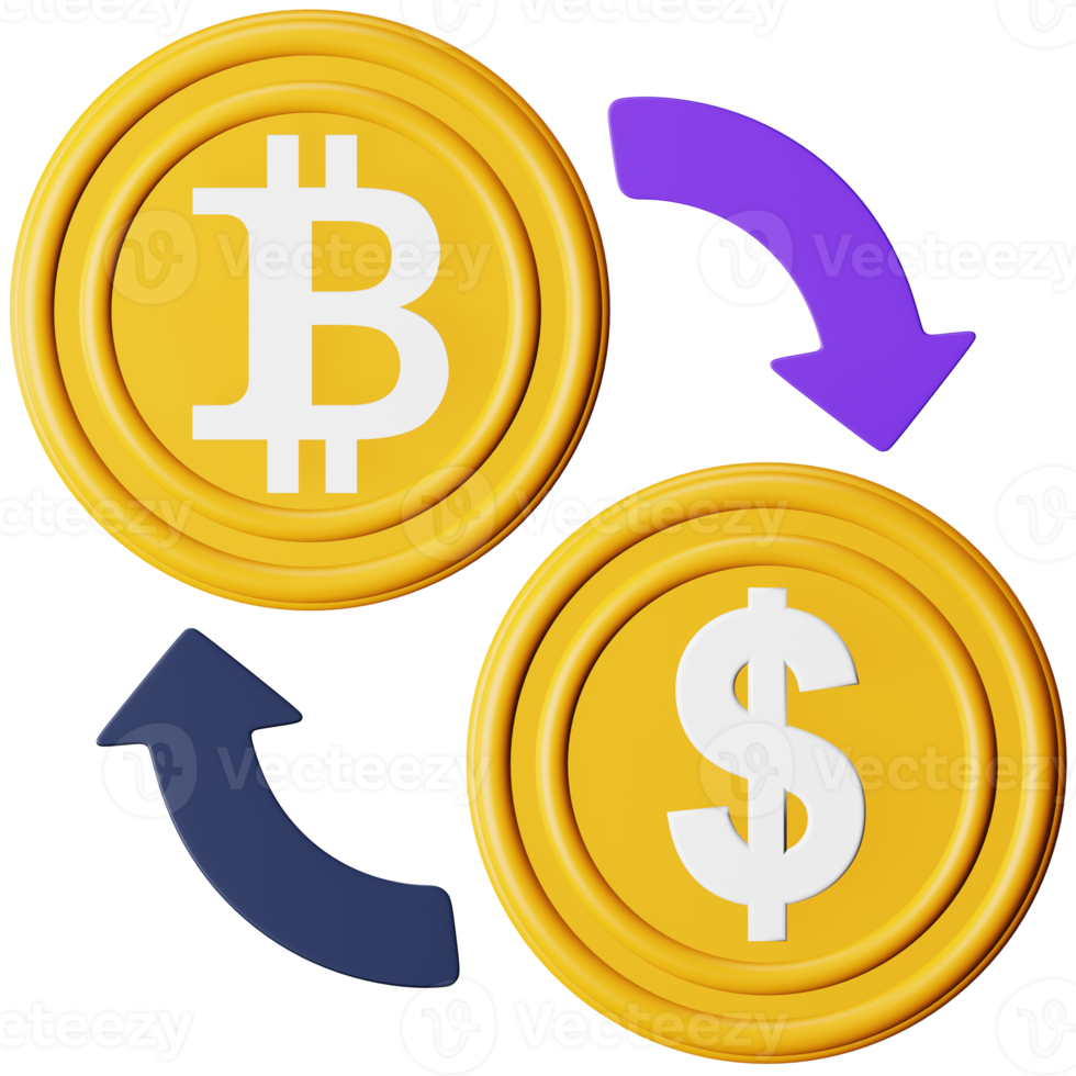 Bitcoin exchange 3d rendering isometric icon. png