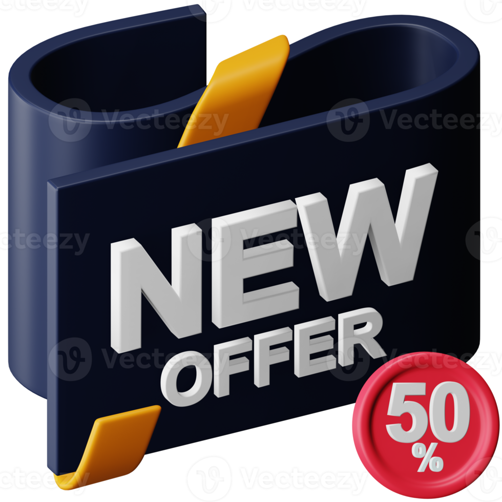 Neues Angebot Rabatt 3D-Rendering isometrisches Symbol. png