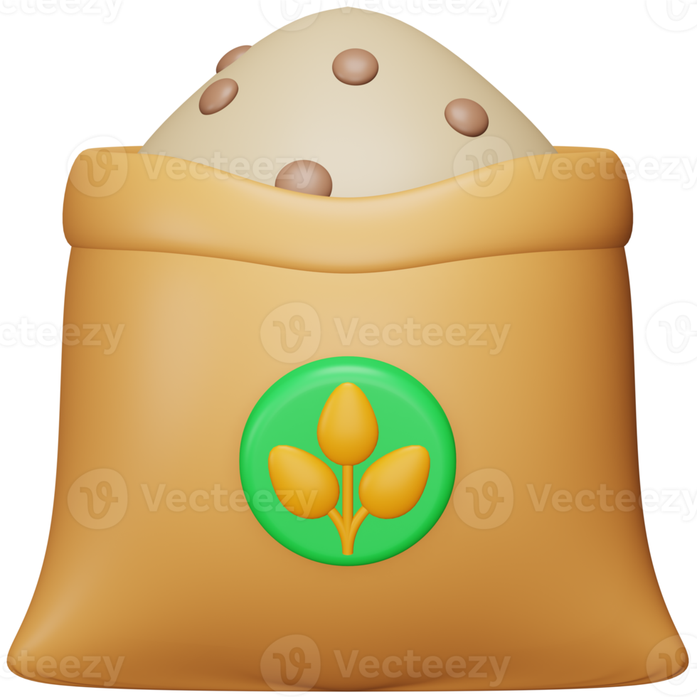 Fertilizer bag 3d rendering isometric icon. png