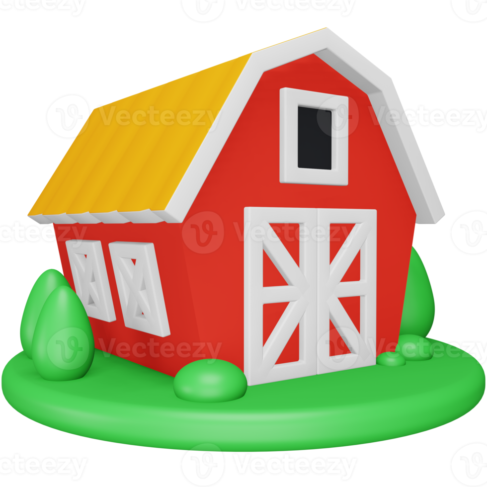 Farm barn 3d rendering isometric icon png