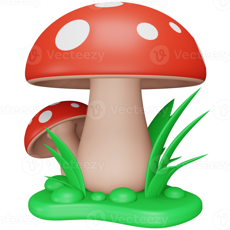 Mushroom 3d rendering isometric icon. png
