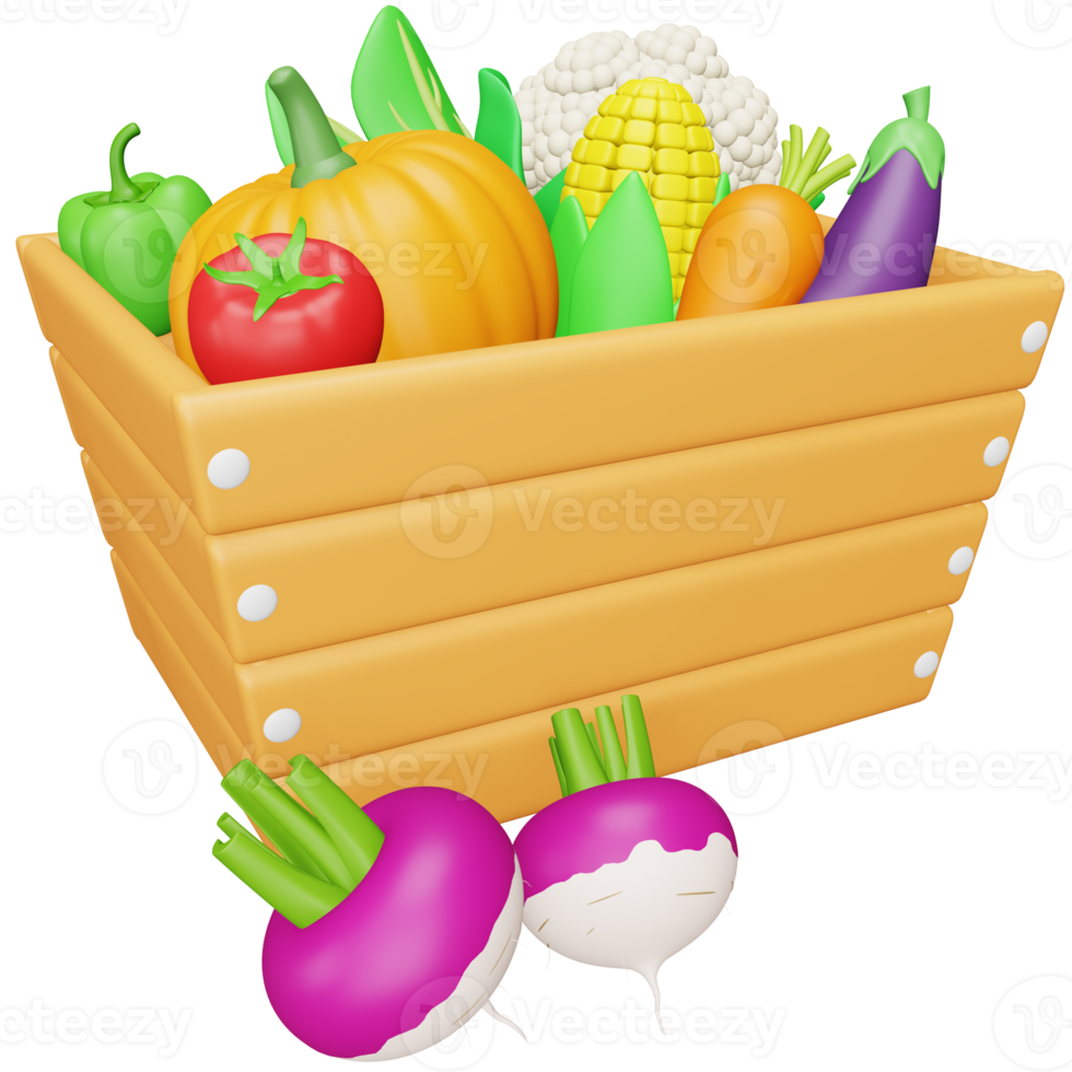 cesta de verduras 3d renderizado icono isométrico. png